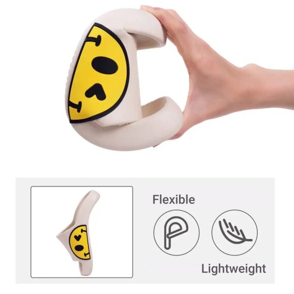 Black Smiley Cushion Slides, Light, Non-Slip Slippers - Picture 5 of 5